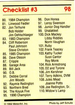 1992 MotorArt Iditarod Sled Dog Race #98 Junior Dog Handler [Checklist #3] Back